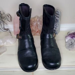 Osstone Black Leather Moto/Punk/Western Boots